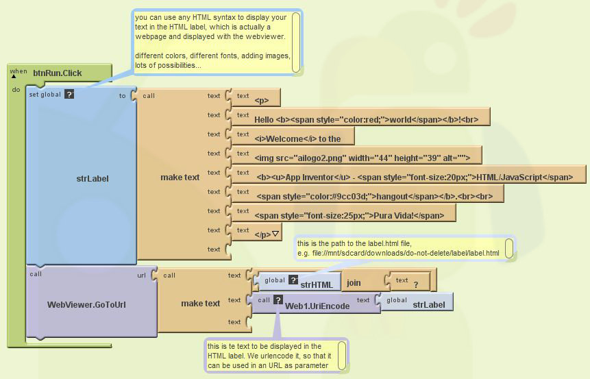 App Inventor Tutorials and Examples: HTML Label | Pura Vida Apps